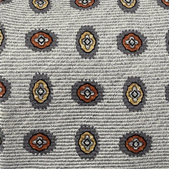 Ermenegildo Zegna Mens Beige Geometric Silk Neck Tie Made in Italy 60 1/4x3 1/4" - Picture 6 of 6